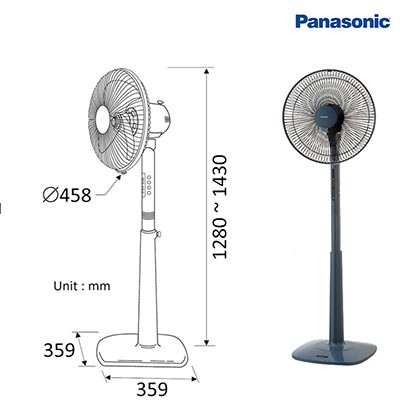 Panasonic - Quạt Đứng 3 Cánh Màu Xanh - 3 Cấp Độ Gió Có Remote | F-409KB