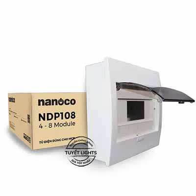 Nanoco - Tủ Điện Âm Tường 4-8 Đường Mặt Nhựa Đế Kim Loại | NDP108