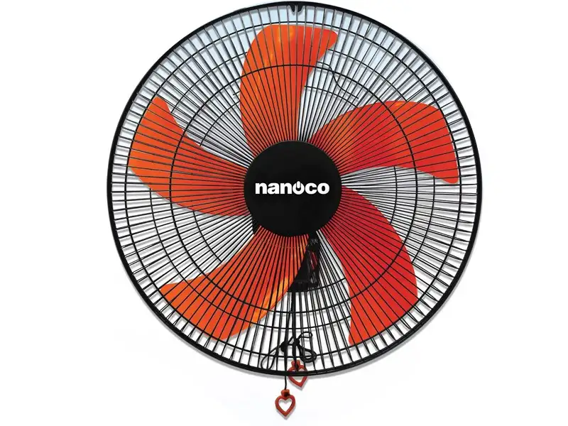 Quạt treo tường Nanoco NWF1606 màu đen cam - 5 cánh quạt, 3 cấp độ gió